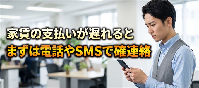 家賃の支払いが遅れると、全保連からまずは電話やSMSでの確認連絡